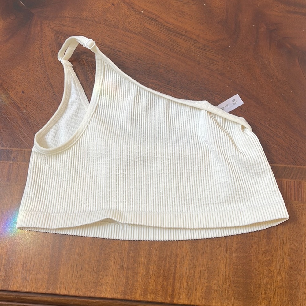 Urban Outfitters Out from under White small petite   1 shoulder bra top